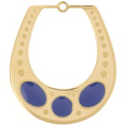 Pendentif design texturé 25x21 mm avec résine époxy - Acier inox 316L Doré - Bleu