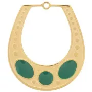 Pendentif design texturé 25x21 mm avec résine époxy - Acier inox 316L Doré - Vert