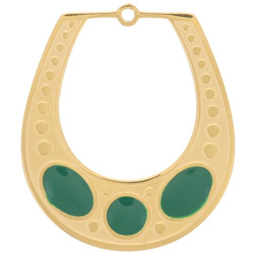 Pendentif design texturé 25x21 mm avec résine époxy - Acier inox 316L Doré - Vert