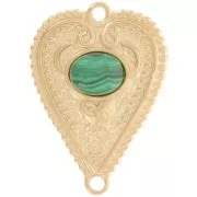 Intercalaire coeur travaillé 29x21 mm pour cabochon 8x6 mm - Acier inox 316L Doré