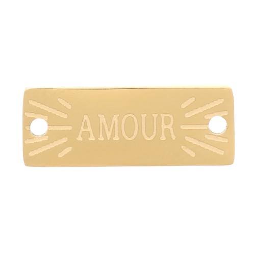 Intercalaire rectangle 13x5 mm - motif Amour - Acier inoxydable 316L Doré x1