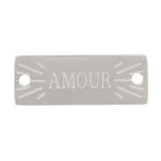 Intercalaire rectangle 13x5 mm - motif Amour - Acier inoxydable 316L x1