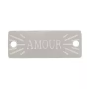 Intercalaire rectangle 13x5 mm - motif Amour - Acier inoxydable 316L x1
