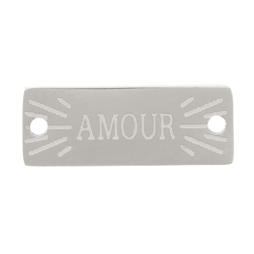 Intercalaire rectangle 13x5 mm - motif Amour - Acier inoxydable 316L x1