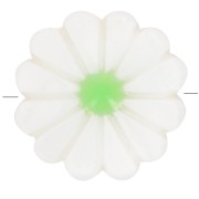 Perle fleur marguerite 12 mm en nacre - Blanc - Vert x1
