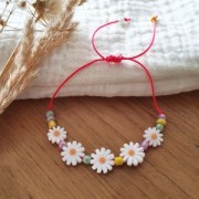 Perle fleur marguerite 12 mm en nacre - Blanc - Violet x1