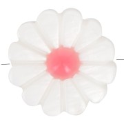 Perle fleur marguerite 12 mm en nacre - Blanc - Corail x1