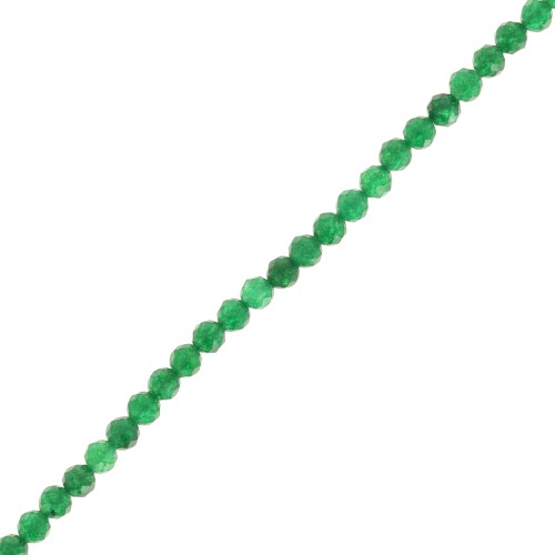 Perles rondes facettées 2.5 mm en pierre gemme  - Jade teinté - Vert foncé x38cm