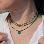 Perles rondes facettées 2.5 mm en pierre gemme  - Jade teinté - Vert foncé x38cm