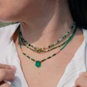 Perles rondes facettées 2.5 mm en pierre gemme  - Jade teinté - Vert foncé x38cm