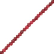Perles rondelles aplaties facettées 3x2mm en gemme - Jade teinté - Bordeaux x34cm|raw }}