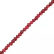 Perles rondelles aplaties facettées 3x2mm en gemme - Jade teinté - Bordeaux x34cm