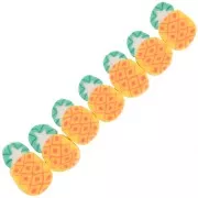 Perles ananas en pâte polymère 11x7.5 mm - Orange - Vert x4