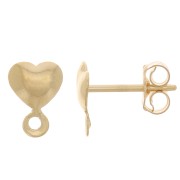 Clous d'oreilles coeur 7x5 mm avec anneau fermé - Gold Filled - or laminé x2