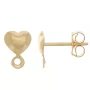 Clous d'oreilles coeur 7x5 mm avec anneau fermé - Gold Filled - or laminé x2