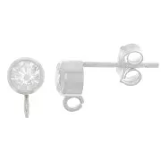 Clous d'oreilles 4.5 mm avec oxyde de zirconium - Argent 925 - Crystal x2