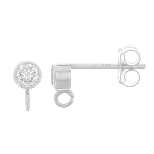 Clous d'oreilles 3.5 mm avec oxyde de zirconium - Argent 925 - Crystal x2