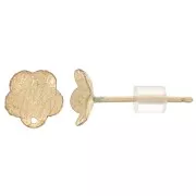 Clous d'oreilles fleur texturé 6 mm avec un trou - Gold Filled (or laminé) x2