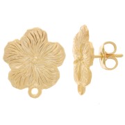 Clous d'oreilles fleur 15 mm avec anneau fermé - Doré à l'or fin x2|raw }}