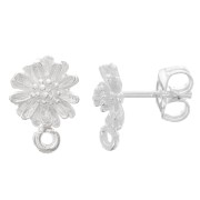 Clous d'oreilles marguerite 9 mm avec anneau fermé - Argenté x2