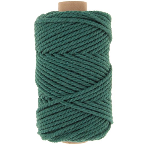 Bobine de cordon en coton pour macramé 3 mm - Vert bouteille x50m