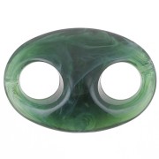 Maillon grain de café en acrylique 32x23 mm - Marbré Vert sapin x1