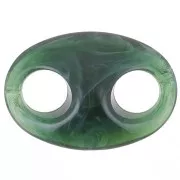 Maillon grain de café en acrylique 32x23 mm - Marbré Vert sapin x1