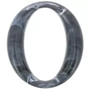 Maillon ovale en acrylique 39x34 mm - Marbré Gris foncé x1