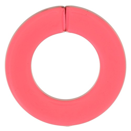 Maillon rond plat en acrylique transparent 31.5 mm - Rouge x1