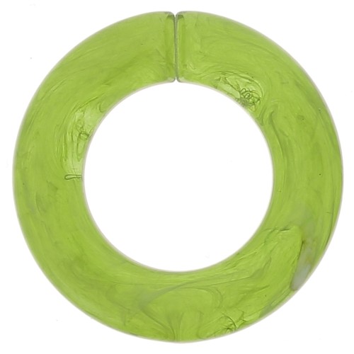 Maillon rond plat en acrylique transparent 31.5 mm - Marbré Olive x1