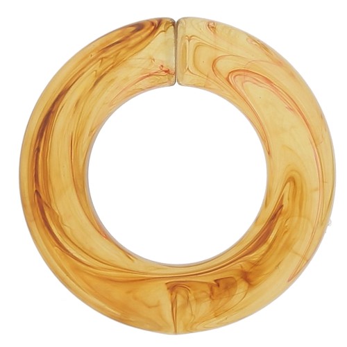 Maillon rond plat en acrylique transparent 31.5 mm - Marbré Marron clair x1