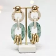 Maillon rond plat en acrylique 31.5 mm - Marbré Bleu lapis mat x1