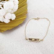 Intercalaire rectangle arrondi 29x6 mm - Doré x1