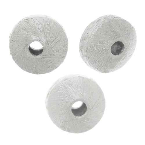 Perles toupies aplaties effet brossé 6x4 mm - Argenté x5g environ 15 pièces