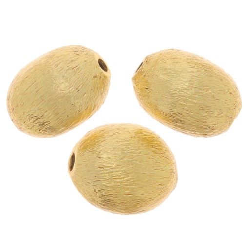 Perles olive effet brossé 10x8 mm - Doré x10