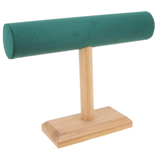 Porte bijoux - présentoir à bijoux pour bracelets 19x25cm Bambou - suedine Vert x1