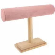 Porte bijoux - présentoir à bijoux pour bracelets 19x25cm Bambou - suedine Rose x1