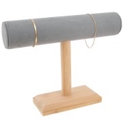 Porte bijoux - présentoir à bijoux pour bracelets 19x25cm Bambou - suedine Gris x1