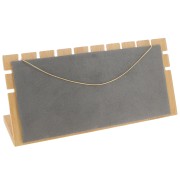 Porte bijoux pour collier - forme rectangle 11x25 cm Bambou - Suédine Gris x1