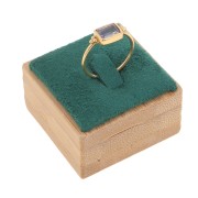 Porte bijoux - Plot bague avec languette 40x40 mm - Bambou - Suédine Vert x1