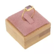 Porte bijoux - Plot bague avec languette 40x40 mm - Bambou - Suédine Rose x1