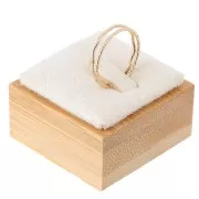 Porte bijoux - Plot bague avec languette 40x40 mm - Bambou - Suédine Beige x1