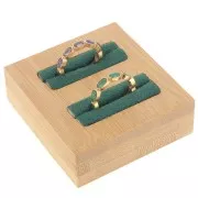 Porte bijoux - mini plateau pour 2 bagues 60x65 mm - Bambou - Suédine Vert x1