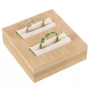 Porte bijoux - mini plateau pour 2 bagues 60x65 mm - Bambou - Suédine Beige x1