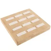 Porte bijoux - plateau pour 12 bagues 16x16 cm - Bambou - Suédine Beige x1