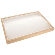 Porte bijoux - plateau pour 20 colliers 35x24 cm Bambou - Suédine Beige x1