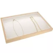 Porte bijoux - plateau pour 20 colliers 35x24 cm Bambou - Suédine Beige x1