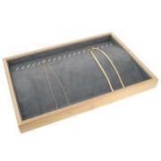 Porte bijoux - plateau pour 20 colliers 35x24 cm Bambou - Suédine Gris x1