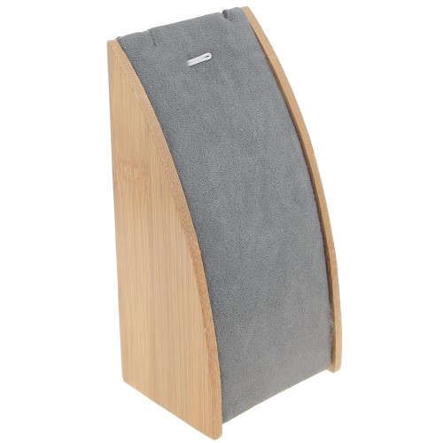 Porte bijoux pour collier - 15.5x6 cm Bambou - Suédine Gris x1