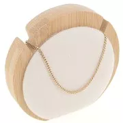 Porte bijoux pour collier - forme rond - 9 cm Bambou - Suédine Beige x1